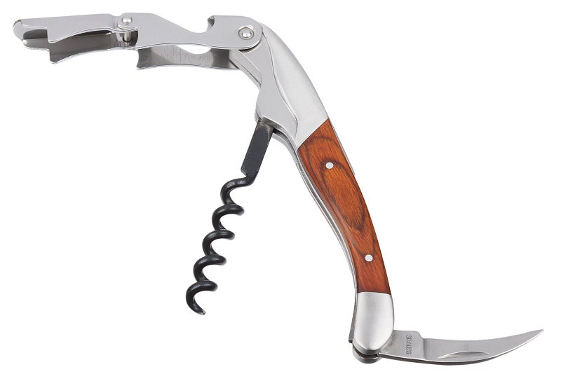 Smooth Dragon Premium Waiters Corkscrew - 3 in 1 Stainless Steel Wine Opener with Rosewood Pull Tap Handle Bottle Opener and Serrated Foil Cutter - Image 4